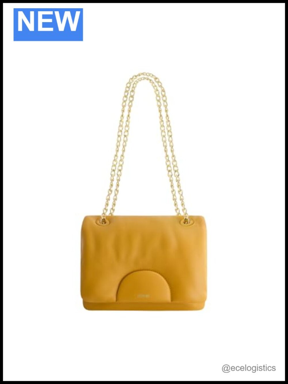 Ruched Leather Crossbody Bag Gold-Tone Chain Strap